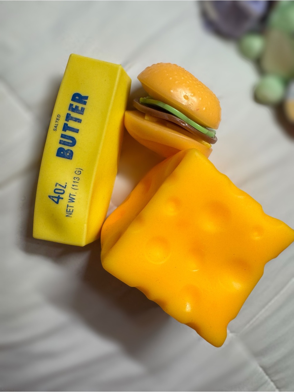 3 pack of Trending Squishy Toys! 🍔 🧀 🧈